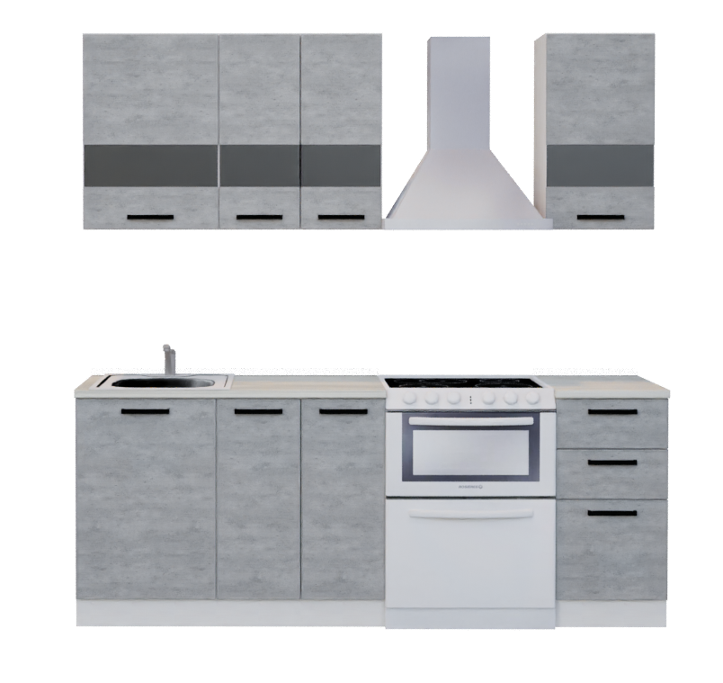 Кухня SOFT grey 1,5м (без столешницы, мойки, сушки)