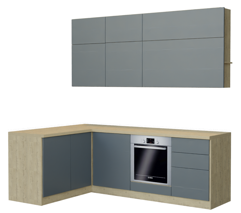 Кухня "Tokyo" МДФ Камень темный/ дуб бунратти 1,5 х 2,3м