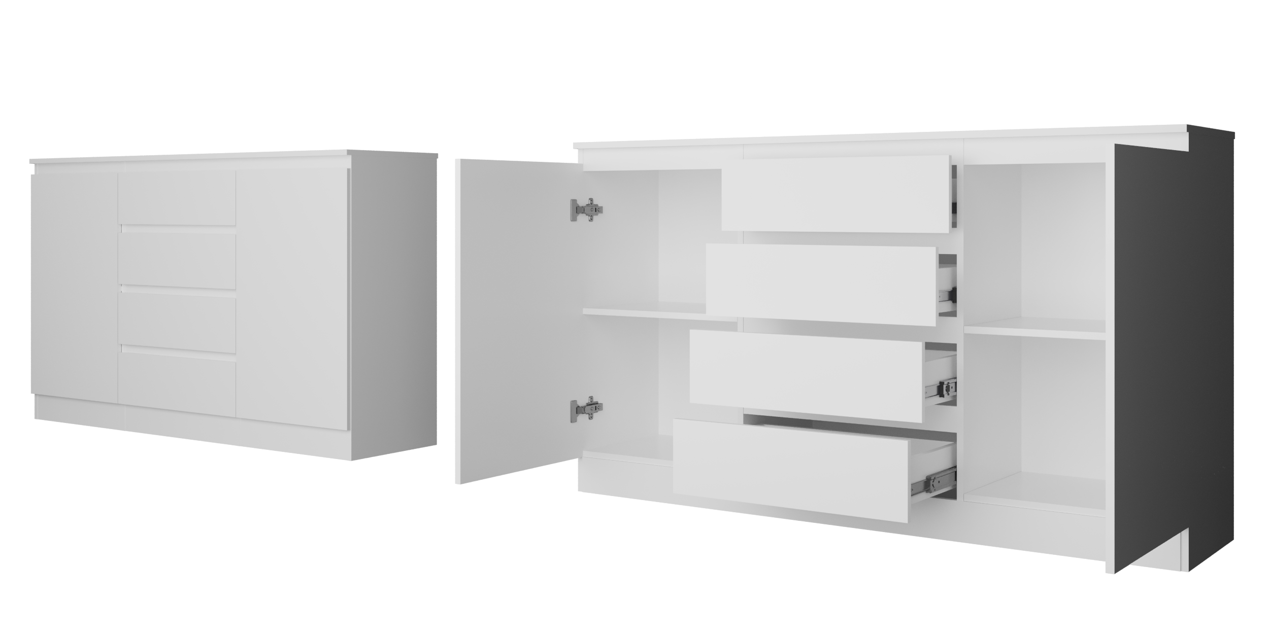 Комод "Твист" Мини 2 двери 4 ящика  Белый 1600 мм (БЕЗ ФУРНИТУРЫ)