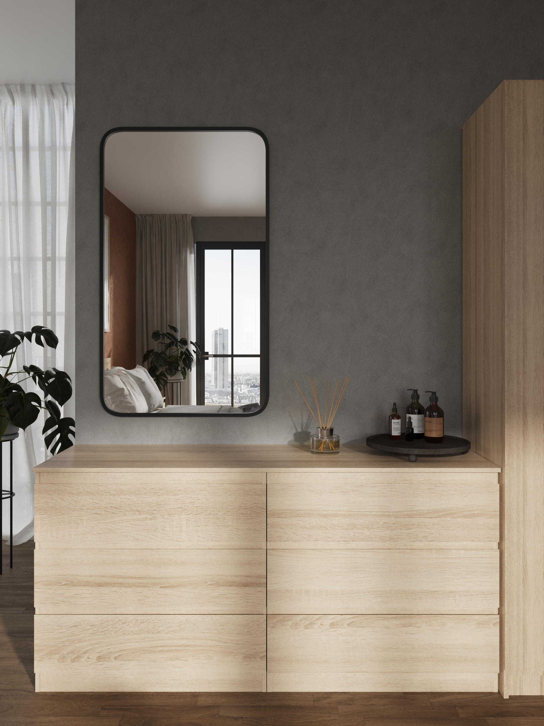 Комод "Твист" 6ящ Дуб сонома 1600 мм  (БЕЗ ФУРНИТУРЫ)