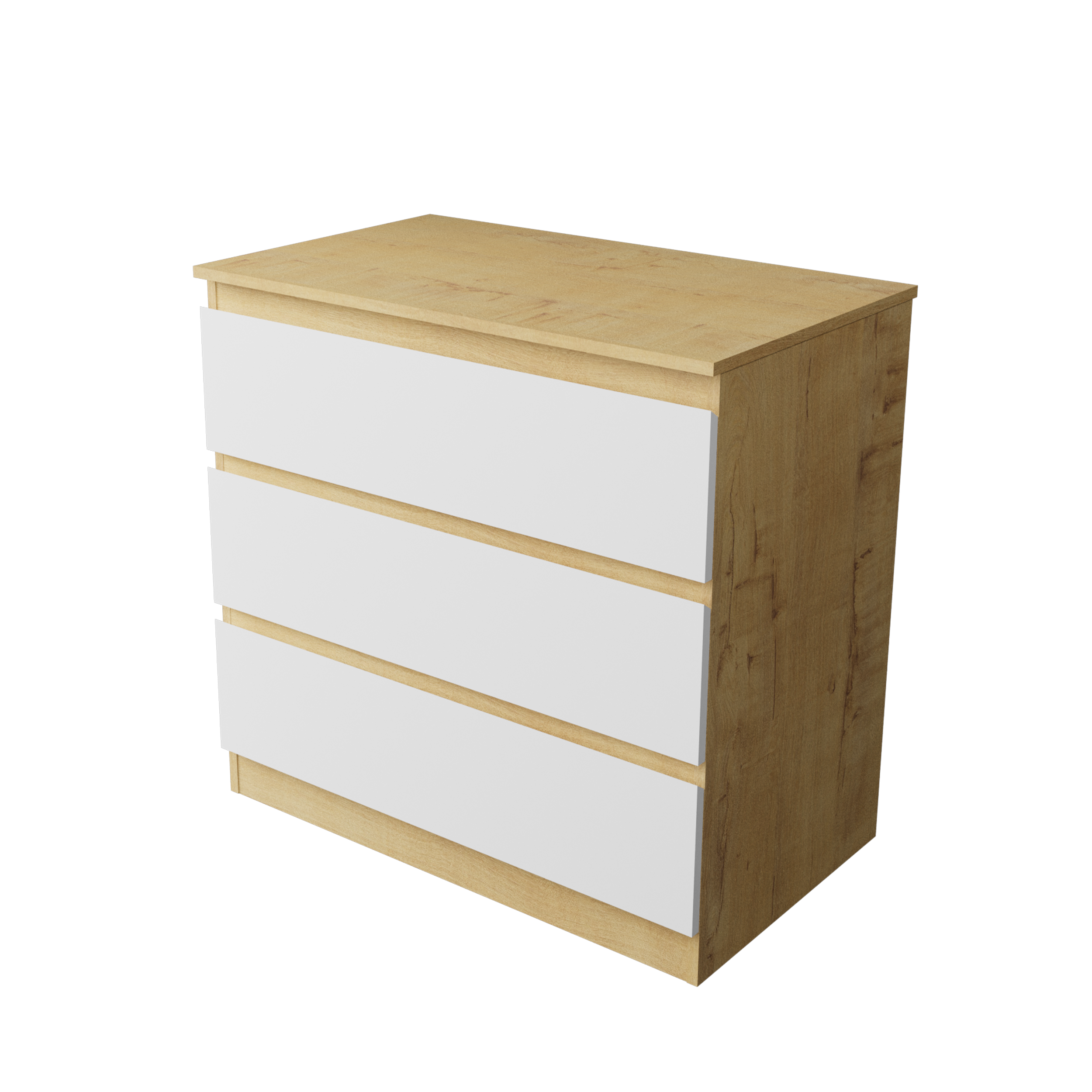 Комод "Твист" Лайт 3ящ Дуб бунратти/белый  (БЕЗ ФУРНИТУРЫ)
