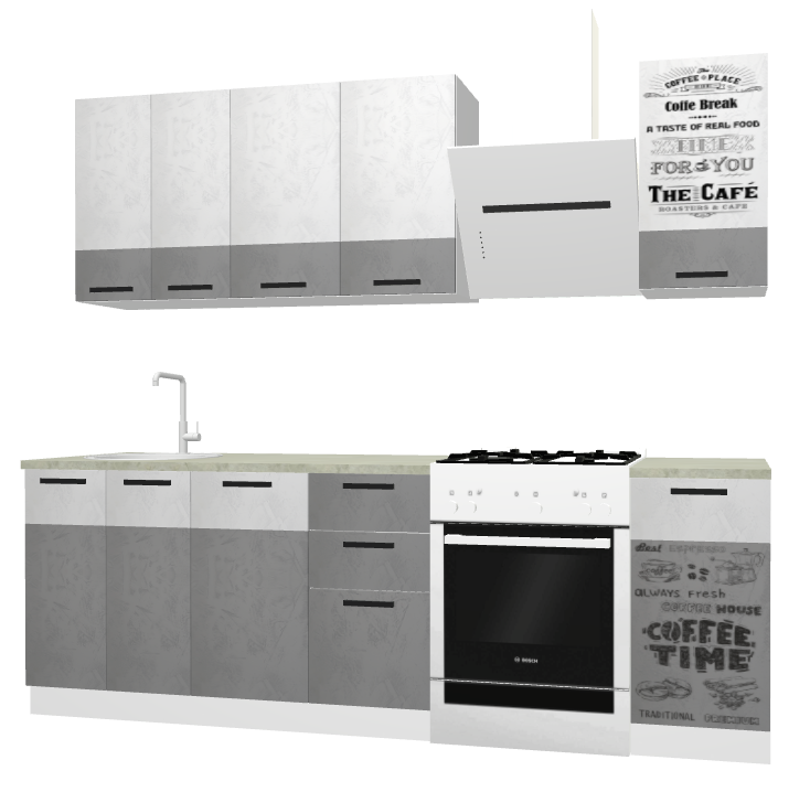 Кухня ARABIKA 1,8 м Анкор белый (Без столешницы, мойки, сушки)