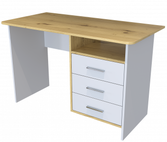 Стол однотумбовый "STIF" 3ящ белый/Дуб бунратти (правый)