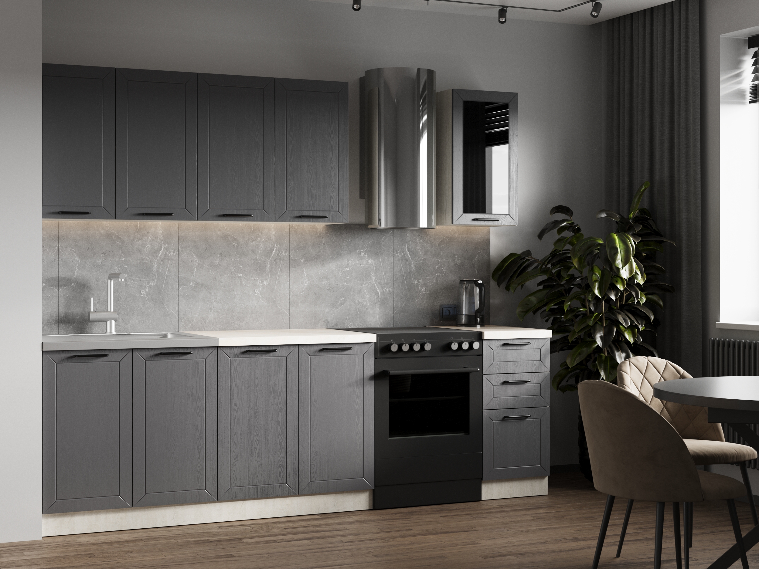 Кухня GRACIA graphite 2м ( без столешницы, мойки, сушки)