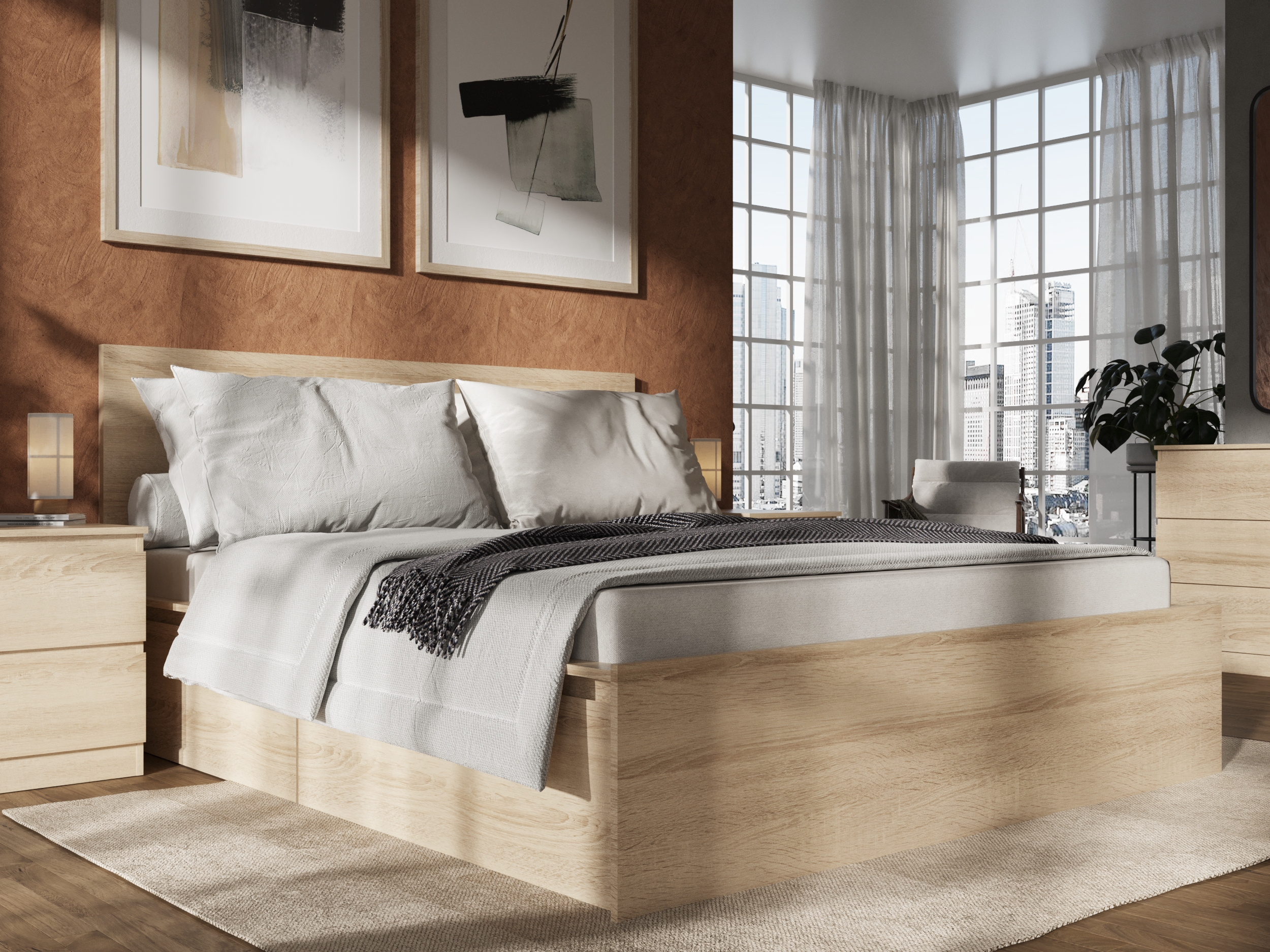 Кровать "Твист" 1600*2000 Дуб сонома (без основания)