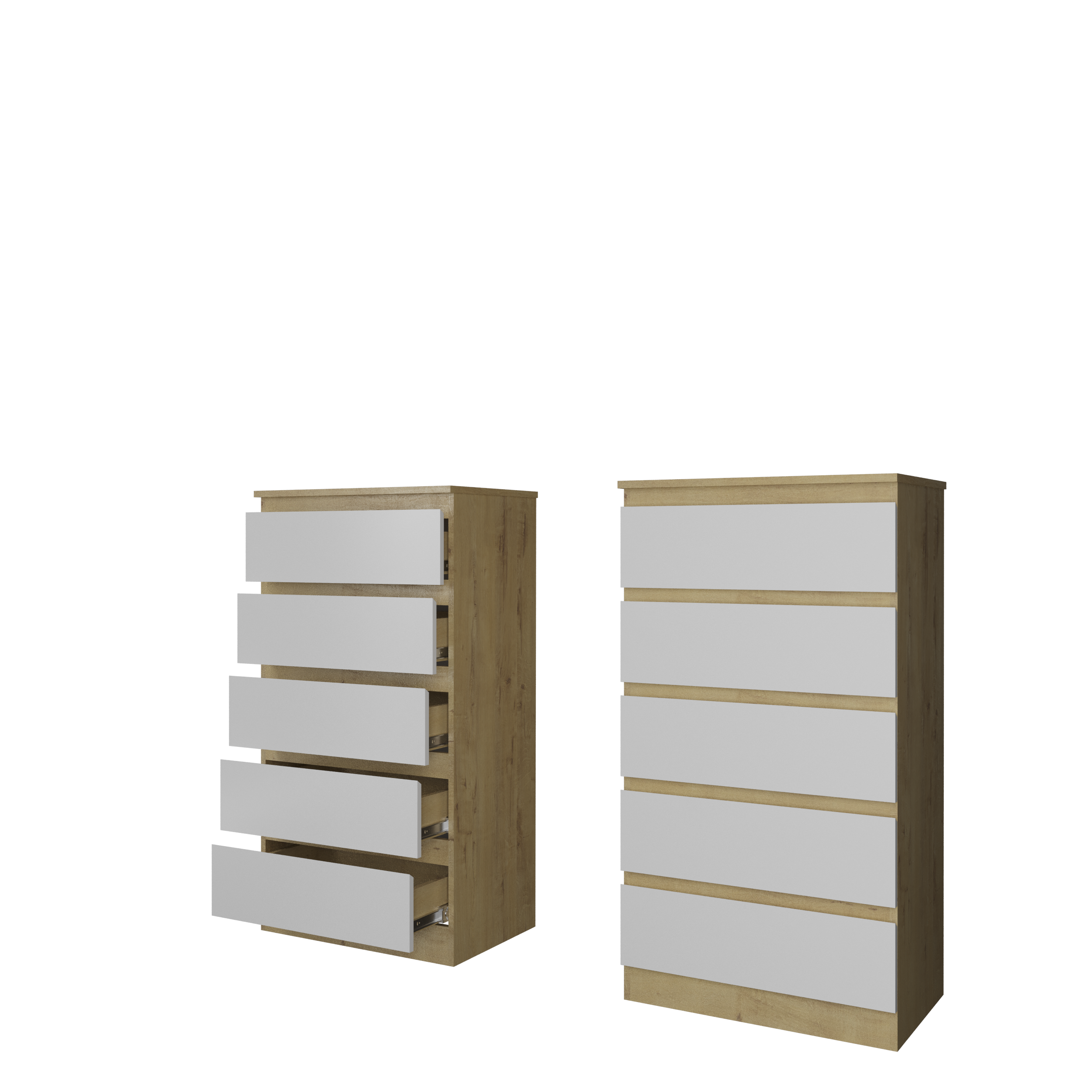 Комод "Твист" Лайт Мини   5ящ Дуб бунратти/белый  (БЕЗ ФУРНИТУРЫ)