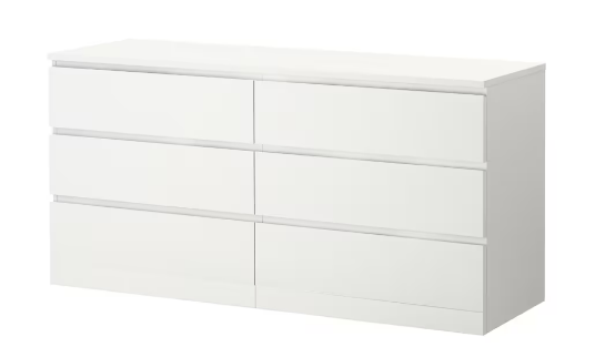 Комод "Твист" Мини  6ящ Белый 1400 мм (БЕЗ ФУРНИТУРЫ)