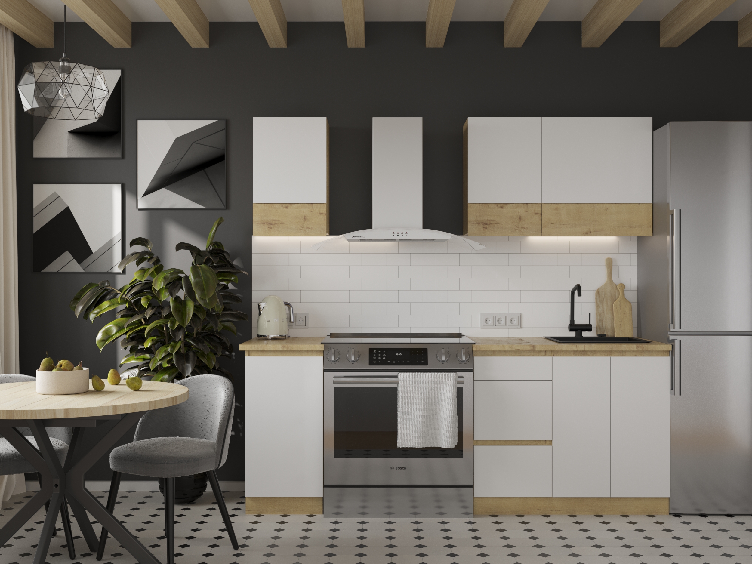 Кухня "Твист" Лайт мини Дуб бунратти/белый